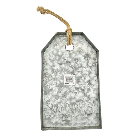 Galvanized Metal Holiday Wall Décor Set Let It Snow Be Merry Bright Twine Hanger - Picture 2 of 7